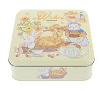 Cabilock Boîte en Fer Blanc pour Biscuits 17 CM Carrée Boîte de Rangement Métallique Décorative pour Bonbons et Gâteaux Contenant Alimentaire Pratique Cuisine et Fête