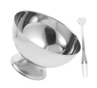 Cabilock Bol à Dessert Acier Inoxydable Réutilisable Coupe à Salade et Glace avec Fourchette Empilable et Portable pour Maison et Restauration