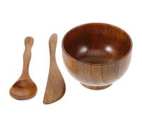 Cabilock Bol à Masque Bois Naturel pour Visage Kit DIY avec Spatule et Bâton Mélangeur Outil Mélangeur Sain pour Salon de Beauté et Usage Personnel Réutilisable