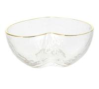 Cabilock Bol Décoratif en Verre Cristal de Cœur Bord Doré | Service Polyvalent pour Snacks et Sauces, Centre de Table Élégant, Usage Spécial Fêtes et Réception