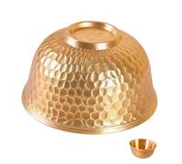 Cabilock Bol suspendu en laiton plat d'apéritif bol en or martelé plateau de service saladier en métal bassin de prière Golden