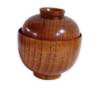 Cabilock Bol traditionnel avec couvercle de style japonais pour soupe, collations, fruits, vaisselle décorative en bois résistant à la casse pour la maison et le restaurant