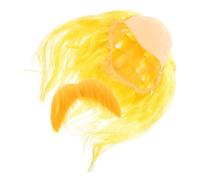 Cabilock Bonnet Chauve Jaune Réaliste avec Moustache Factice pour Hommes, Postiche en Vinyle Polyvalente pour Fêtes D'anniversaire et Spectacles Scène