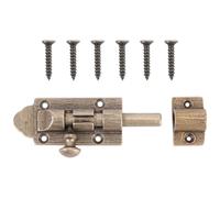Cabilock Boucle de porte en laiton rétro avec vis de fixation incluses, verrou robuste pour portes et fenêtres en bois, style chinois antique, 1 set complet