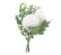 Cabilock Boule de Chrysanthèmes Blancs Artificiels en Soie Bouquet Décoratif avec Eucalyptus Centre de Table pour Mariage Décoration Intérieure Maison la Cuisine et Jardin Fleurs