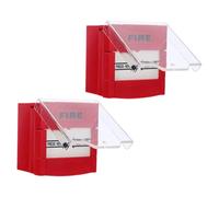 Cabilock Bouton et Réinitialisation 2pcs en Plastique Alarme Rouge Manuelle Installation Facile Sécurité Incendie pour Espaces Publics et Bureaux