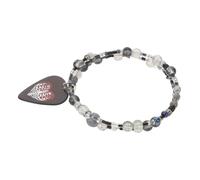 Cabilock Bracelet Guitare Élastique en Perles avec Pendentif Médiator Cœur et Crâne, Bijou Punk Rock Ajustable Unisexe, Accessoire Musical Artisanal pour Musicien et Festival, Présent