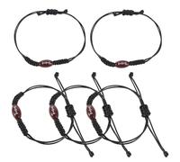 Cabilock Bracelet Rugby Tressé Ajustable en Polyester Résistant, Lot de 5 Pièces, Accessoires Sportifs Unisexes pour Supporters de Match et Fans de Ballon Rugby