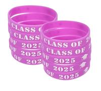 Cabilock Bracelets en Silicone Violets pour Remise de Diplômes - Lot de 25 Bracelets Réutilisables Thème Class Of 2025, Accessoires Décoratifs Indispensables pour Fêtes et