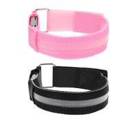 Cabilock Bracelets LED Lumineux Rechargeables pour Course à Pied 2 Pièces Fluorescents Rose et Multicolore Accessoires de Sport pour Bras et Cheville Sécurité Nocturne et Visibilité
