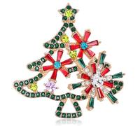 Cabilock Broche Arbre de Noël en Alliage et Cristaux, Épingle Élégante | Accessoire Festif Classique, pour Foulards et Manteaux, Tenue D’invitée ou Banquet, Présent