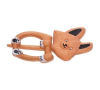 Cabilock Broche Bois Chien Corgi Sculptée Main Épingle à Revers Stable et Confortable Broche Écharpe Décorative et Boucle pour Femme et Fille