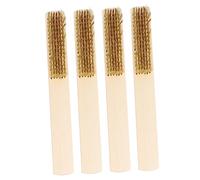 Cabilock Brosse En Cuivre Pur 4pcs Manche En Bois Brosse à Antirouille Pour Nettoyage Et Élimination Des Salissures Outil De Nettoyage Multifonctionnel
