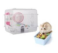 Cabilock Cage à Hamster en Acrylique Transparent, Grosse Villa Château, avec Roue d'exercice, Gamelle, Biberon Anti-Fuite et Petite Maison, Décoration Intérieure Style Plusieurs Styles