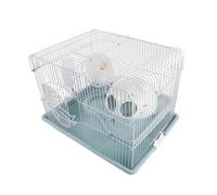 Cabilock Cage pour Hamster à Double Étage avec Plateformes d'escalade et Roue d'exercice, en Plastique et Métal, Compatible Litière, Sécurisée Anti-Fuite pour Petits Animaux