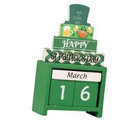 Cabilock Calendrier de Bureau pour Saint Patrick Décoration Unique de Comptage des Jours avec Motif de Chapeau et Vertes Accessoire de Fête pour Bureau Mantel ou Étagère