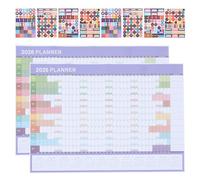 Cabilock Calendrier Mural 2026 Grand Format 2 Pièces Agenda Annuel Horizontal en Papier Rigide Bleu Marine Calendrier de Planification Mensuel pour Bureau Maison et Famille