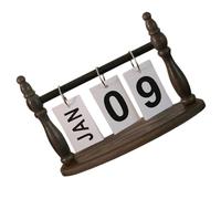 Cabilock Calendrier Perpétuel Bureau Bois à Rabat Calendrier de Table Nordique Rustique Accessoire de Bureau avec Mécanisme de Changement Facile des Dates