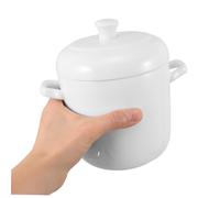 Cabilock Casserole Céramique avec Couvercle et Double Poignée Pot à Ragoût Porcelaine Grand Format pour Soupe Cuisson Vapeur et Préparation Œufs Custard