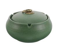 Cabilock Cendrier en Céramique avec Couvercle Vert Stable pour Cigarettes, Expérience de Fumage Sécurisée, pour Bureau et Décoration de Table