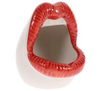 Cabilock Cendrier en Céramique Créatif Grosse Bouche et Dents Apparentes, Résistant au Feu Odeur, pour Décoration Maison ou Fête, Design Attractif Rouge