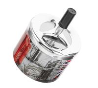 Cabilock Cendrier Métal Rotatif avec Couvercle Automatique Odeur Compact et Résistant Corrosion pour Bureau et Souvenirs de Londres