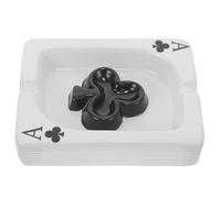 Cabilock Cendrier Portable en Céramique Blanche Design Carte à Jouer, Léger et Moderne, pour Bar ou Maison, Accessoire Décoratif Unique et Fonctionnel