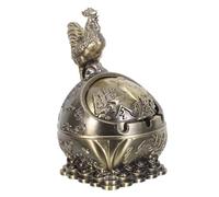 Cabilock Cendrier Sphérique Vintage en Alliage de Zinc avec Couvercle Anti-Vent Design Relief 12 Signes du Zodiaque Cendrier Décoratif Compact pour Intérieur et Extérieur Présent