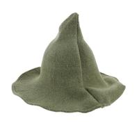 Cabilock Chapeau de Magicien en Laine Vert pour Femme Large Bord Conique Accessoire Costume Halloween Chapeau Polyvalent et Chaud pour Fête Cosplay Automne