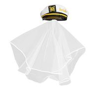 Cabilock Chapeau de Marin pour Mariée avec Voile Accessoire Élégant pour Enterrement de Vie de Jeune Fille ou Fête de Mariage Chapeau de Plage Hawaii pour Créer des Souvenirs Inoubliables