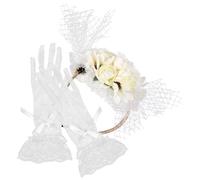 Cabilock Chapeau Fascinateur Dentelle et Mitaines Élégantes pour Banquet Fête de Thé Cérémonie et Cosplay