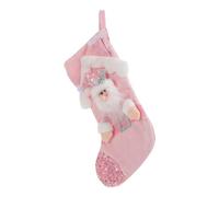 Cabilock Chaussette de Noël Rose Pailletée pour Garçon Fille avec Motif Père Noël Décoration Festive Suspendue pour Maison École et
