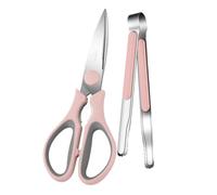 Cabilock Ciseaux à Barbecue Multifonctions Rose, Coupe-poulet et Pinces à Barbecue, Acier Inoxydable, Poignée Ergonomique, pour Cuisson et Grillades en Extérieur, Ensemble 2 Pièces