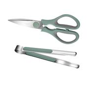 Cabilock Ciseaux à Rôtir Et Pince à Nourriture En Acier Inoxydable 2 Pièces, Antiadhérent, Poignée Antidérapante, Ensemble Barbecue Cuisine Maison, Usage Cuisson Et Table, Accessoires Verts