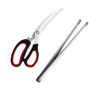 Cabilock Clip Alimentaire BBQ en Acier Inoxydable 304, Lot de 2pcs Poignée Ergonomique Confortable, pour Dîner chez Soi ou Fête Barbecue Couleur Aléatoire