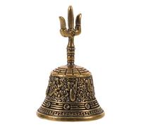 Cabilock Cloche à Main Design Traditionnel Unique en Laiton Or Poignée Trident, Son Clair et Résonnant, Usage Polyvalent pour Espaces D'autel et Salle de Classe