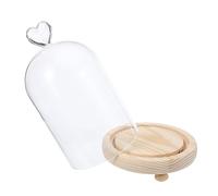 Cabilock Cloche en Verre de Cœur avec Base en Bois, Protection Renforcée et Finition Lisse, Décoration Élégante Maison ou Cabinet, Centre de Table Noël