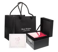 Cabilock Coffret à Bijoux à Tiroir Double Couche 9 Roses Stabilisées Rouges, Boîte D'emballage Noire sans Inscription, Paquet Présent et Carte, Étui à Fleurs Décoratif pour Saint-valentin,