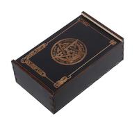 Cabilock Coffret à Tarot en Bois Massif avec Symbole Pentagramme, Boîte à Souvenirs Décorative, Rangement pour Cartes et Bijoux, Organisateur Compact pour Maison et Voyage,