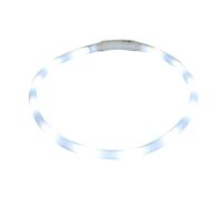 Cabilock Collier LED pour Chien et Chat Rechargeable, Blanc, en PVC, Ajustable Câble USB, Améliore la Sécurité Nocturne des Animaux Domestiques