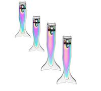 Cabilock Coupe-ongles en Acier Inoxydable 4 Pièces avec Lime Intégrée, Poignée Dégradé Sirène, Grand et Petit Format, Kit de Manucure et Pédicure Professionnel pour Soins des Ongles Mains