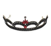 Cabilock Couronne Baroque Vintage en Métal Doré Antique, Diadème de Princesse Strass Rouges, Accessoire Cheveux pour Mariage, Bal et Cosplay, Tenue Chic Femme Mariage, Coiffe Élégante et