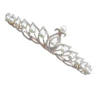 Cabilock Couronne de Mariage pour Femmes en Alliage Argenté Perles Artificielles et Strass, Accessoire Élégant pour Mariage et Anniversaire