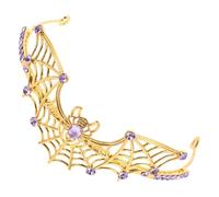 Cabilock Couronne Halloween Petite en Métal Motif Toile D’Araignée Serrage-Tête Léger Orné de Strass Diadème Gothique pour Cosplay et Fêtes D’Halloween Accessoire Femme Adulte