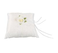 Cabilock Coussin de Mariage Vintage Dentelle Blanche pour Porte Alliance Élégant Accessoire de Cérémonie pour Mariages Plage Jardin et Classiques