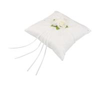 Cabilock Coussin Porte Alliance Blanc Élégant Dentelle avec Fleurs Compact et Portable pour Cérémonies de Mariage Plage Jardin ou Intérieur Accessoire et Classique