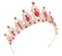 Cabilock Cristaux Couronne de Mariée en Alliage Style Rétro, Luxueux | Éclat Brillant, Procédé de Galvanisation, Rouge, pour Banquets du Soir et Autres Occasions