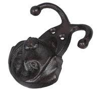 Cabilock Crochet Mural Décoratif en Fonte Robuste Forme Tête de Chien Vintage Américain Grand Double Crochet Mural en Fer pour Manteaux Clés Intérieur