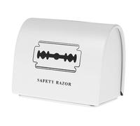 Cabilock de Rangement pour Lames de Rasoir en Métal Blanc Imprimé Conteneur Hermétique pour Déchets de Rasoir Support Compact pour Salon de Coiffure et Usage Personnel Étui