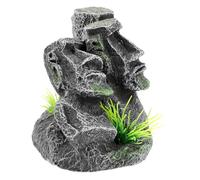 Cabilock Décoration Aquarium Moai Résine Statue Ile de Pâques pour Réservoir Poissons Ornement et Stable pour Cachette de Poisson Mini Sculpture pour Bassin et Aquarium